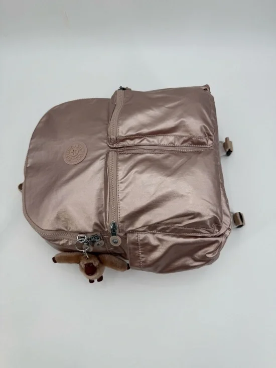 Kipling Charnell 11.5" LapTop Rose Gold Metallic Backpack with Monkey Charm - Picture 11 of 17